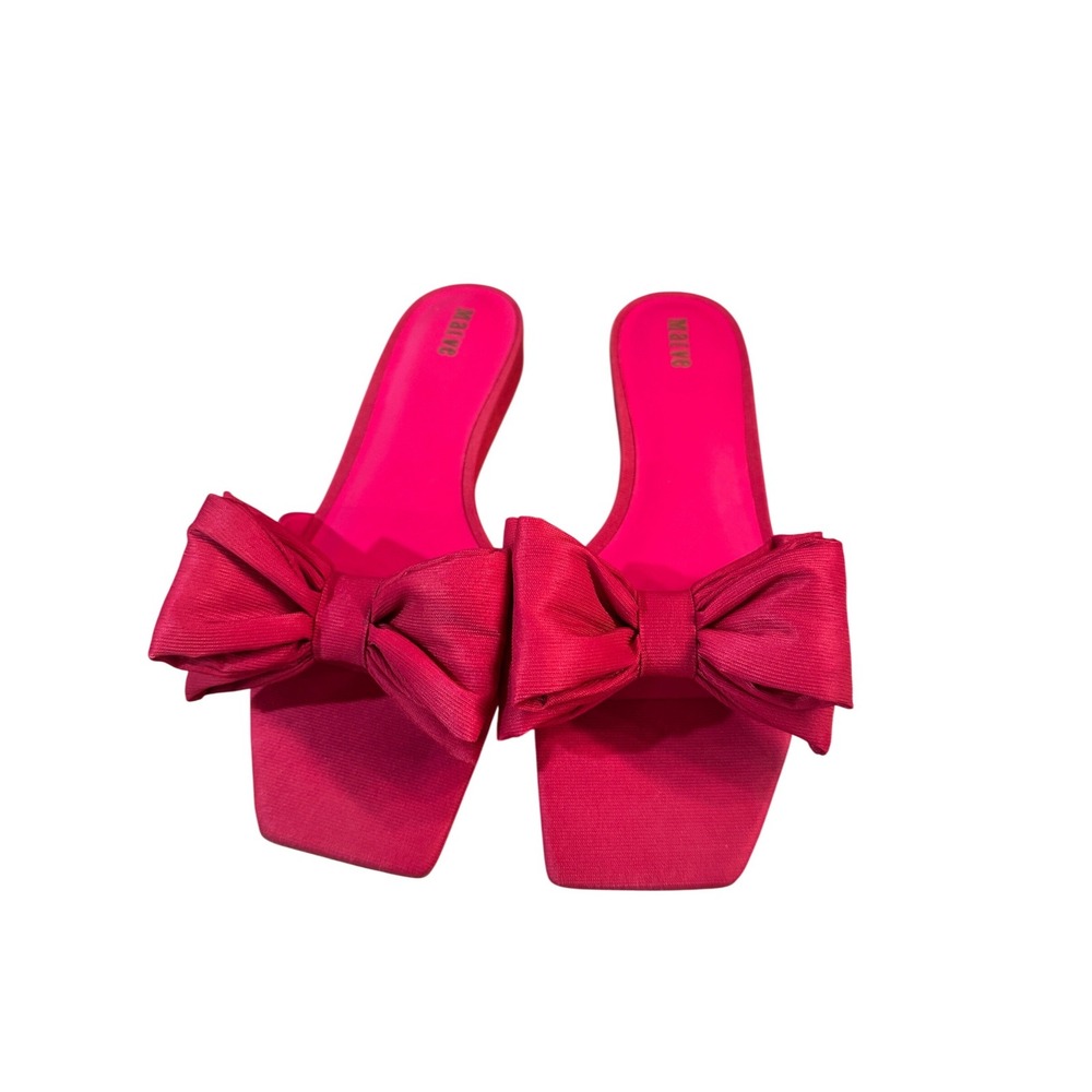 Maeve bow micro wedge‎ sandals pink square toe slip on summer shoe resort wear 8